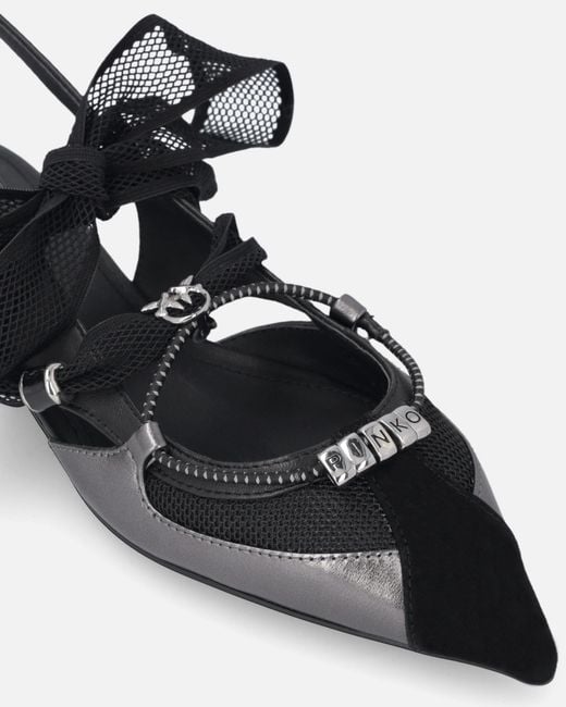 Pinko White Slingback Ballerinas With Ties