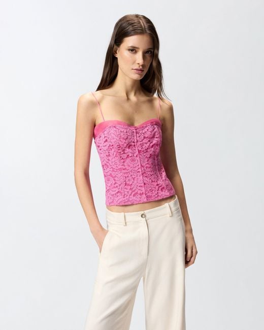 Pinko Pink Lace Bustier Top