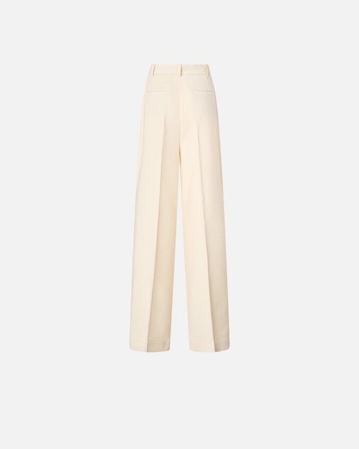Pinko White Straight-Cut Trousers With Pressed Pleat Detail