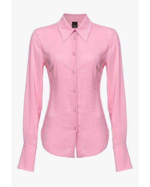 Pinko Pink Bluse Aus Elastischem Georgette, Rauch Orchidee