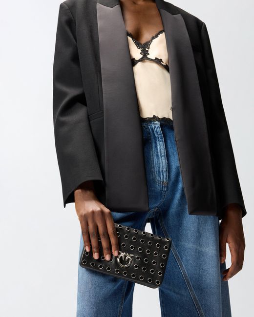 Pinko White Love Bag Click Soft Horizontal Mini Crossbody Clutch