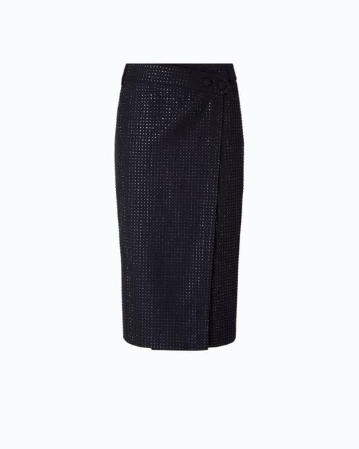 Pinko Blue Fully Rhinestoned Calf-Length Wrap Skirt