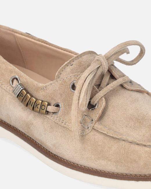 Pinko White Suede Moccasins With Jewel Details