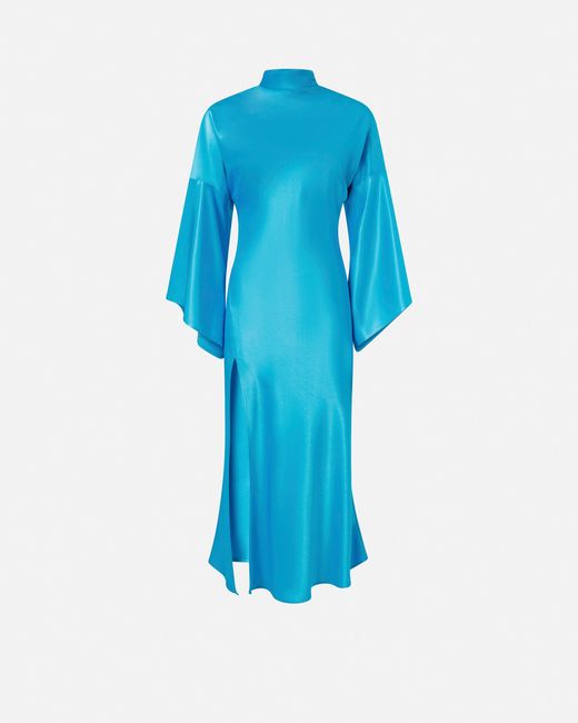 Pinko Blue Long, Fluid Satin Dress
