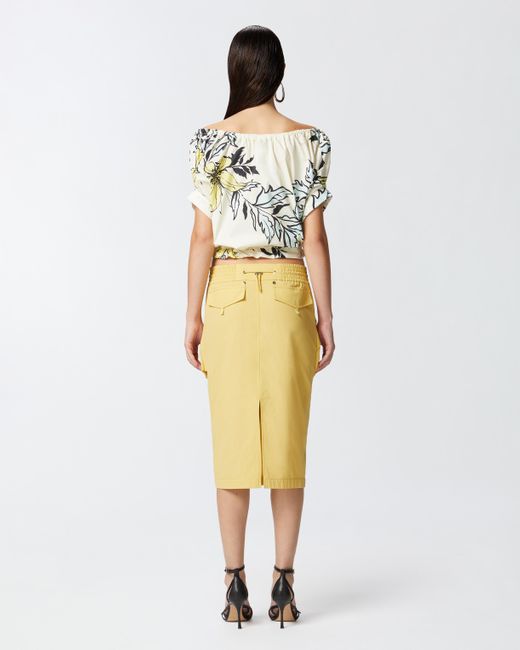 Pinko Yellow Pencil Skirt With Maxi Pockets