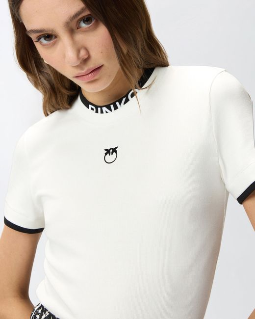 Pinko White T-Shirt With And Love Birds Logos