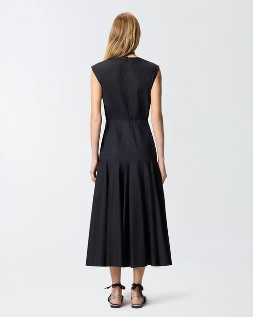 Pinko Blue Sleeveless Midi Dress With Pleats And Cut-Out