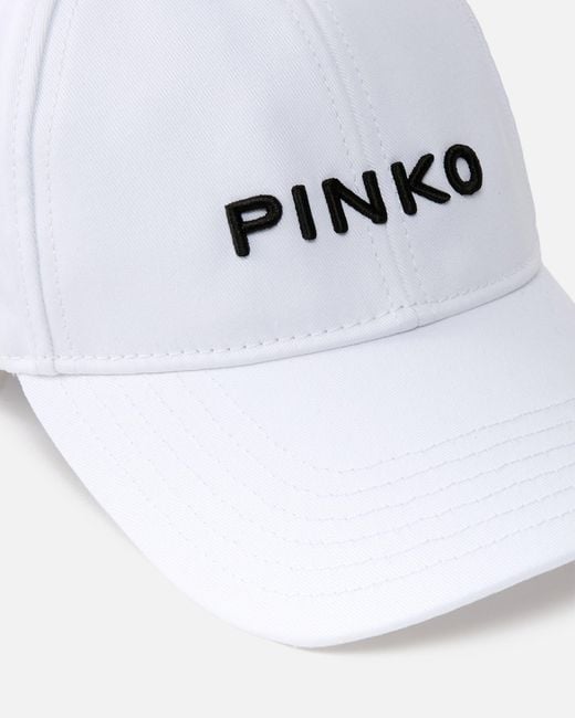 Pinko White Cap With Peak And Embroidered Logo