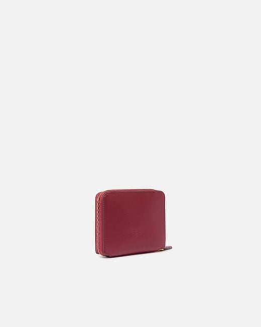 Pinko White Square Leather Zip-Around Purse