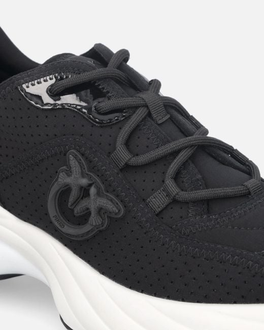 Pinko White Ariel Perforated Sneakers With Bird Logo