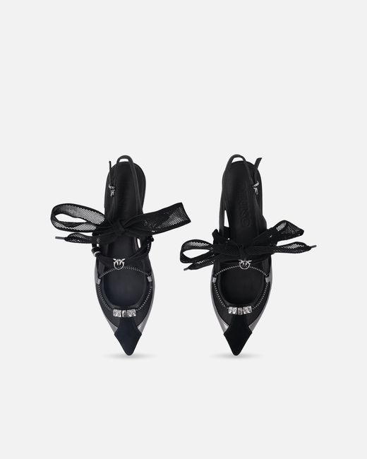 Pinko White Slingback Ballerinas With Ties