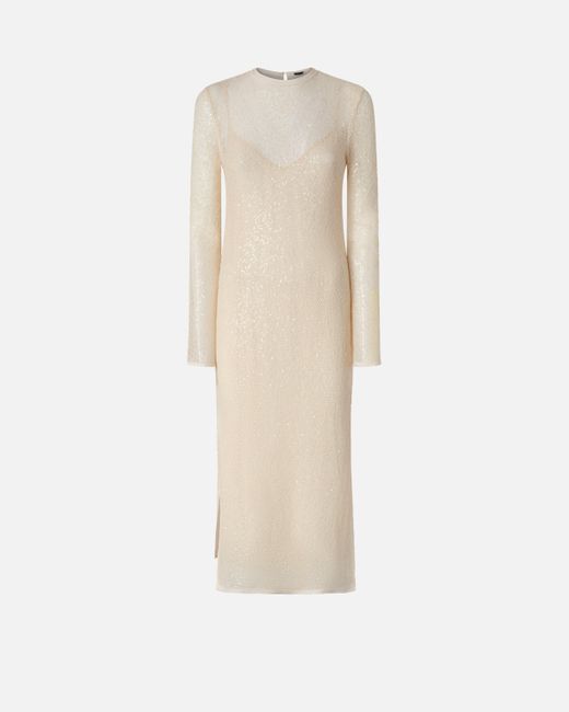 Abito Midi Rete Paillettes di Pinko in White