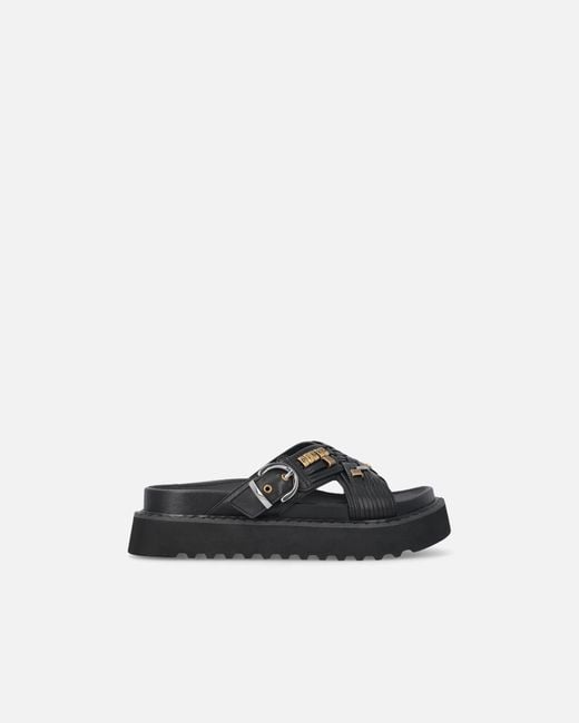 Pinko White Woven Nappa Leather Slip-On Sandals With Metallic Rings