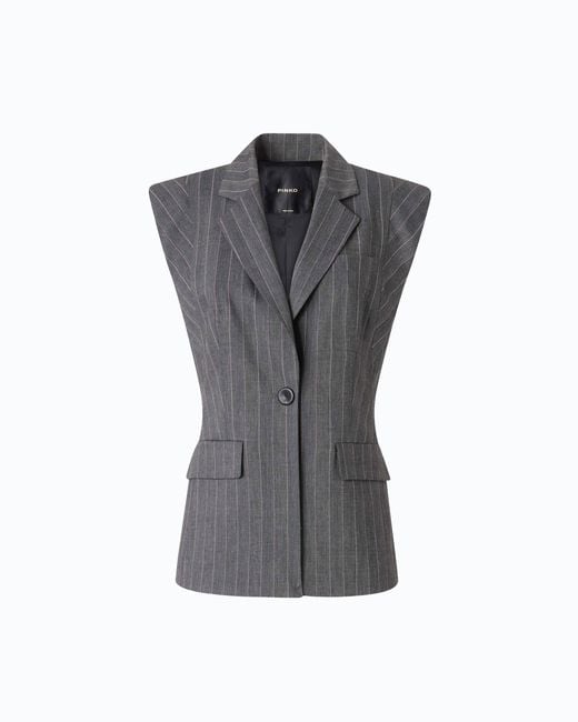 Pinko Gray Pinstriped Wool-Blend Vest