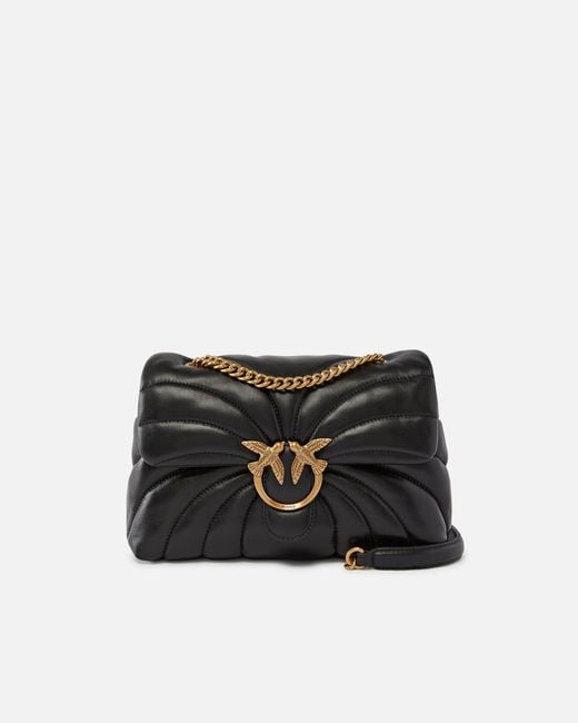 Pinko Black Love Bag Puff Large Butterfly Quilt Crossbody Bag
