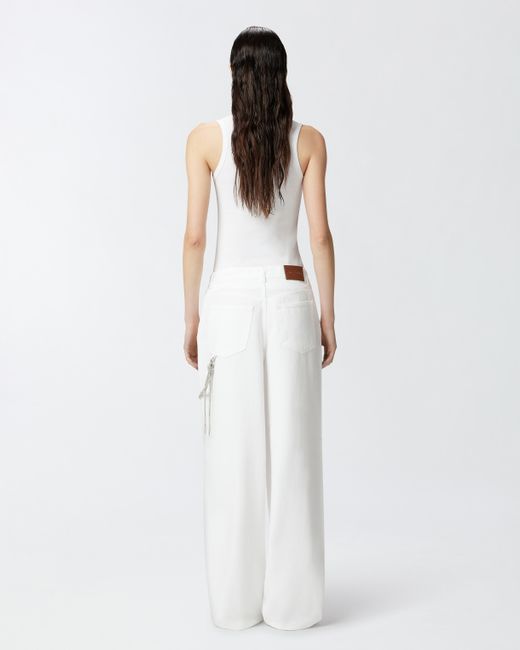 Pantalones Anchos De Corte Holgado Con Cadena Joya, Blanco Brill Pinko de color White