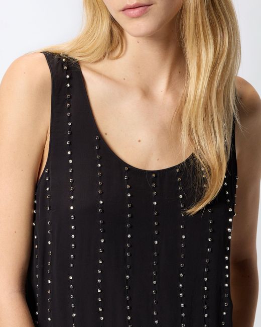 Pinko Black Vest Top With Jewel Stripes