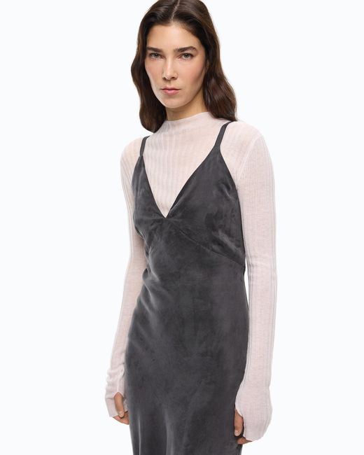 Pinko Blue Midi Slip Dress With Removable Love Birds Logo