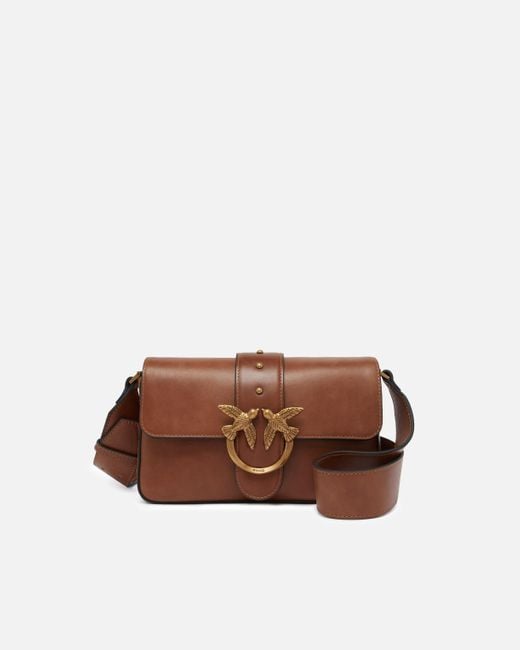 Borsa A Spalla Mini Love Bag Slouchy Piccola di Pinko in Brown