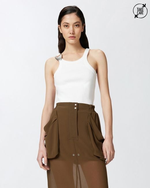 Canotta A Costine Con Fibbia Reimagine X Patrick Mcdowell, Bianco Brill di Pinko in White