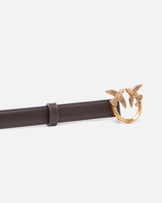 Pinko White Love Birds Thin Leather Belt 2Cm
