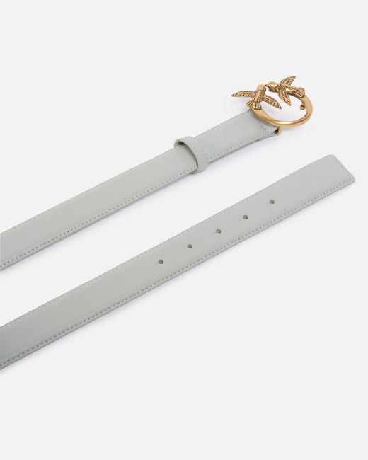 Pinko White Love Birds Leather Belt 3Cm
