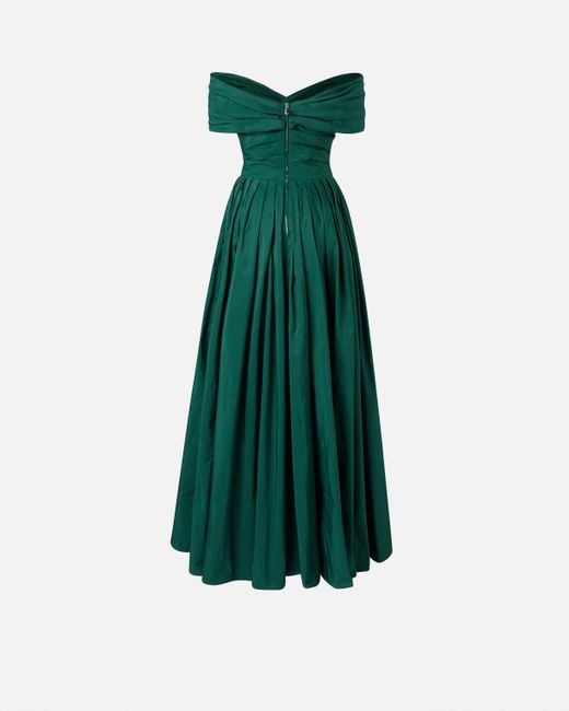 Pinko Elegant Long Taffeta Dress With Open Shoulders in Green | Lyst UK