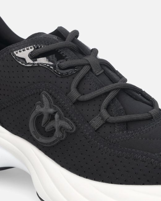 Pinko White Ariel Perforated Sneakers With Bird Logo