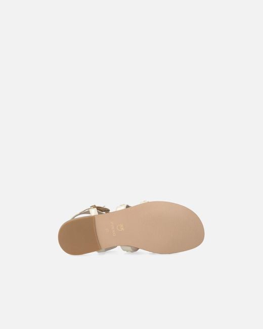 Pinko White Flat Sandals With Straps And Studs