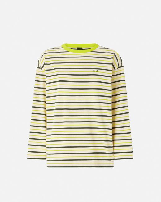 Pinko Green Striped Top With Embroidery