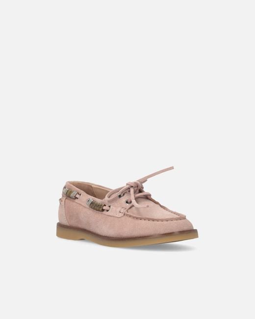 Pinko White Suede Moccasins With Jewel Details