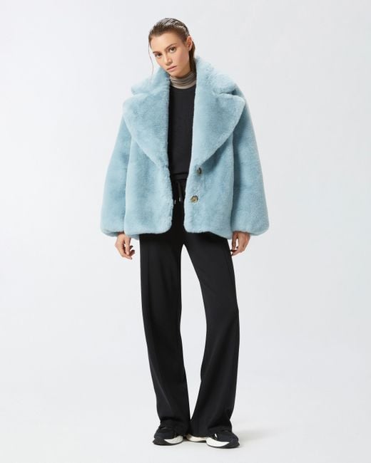 Black Sweater Chaqueta Denim Pinko Mujer Con Cuello De Pelo Sintético  Azul Grey Blazer