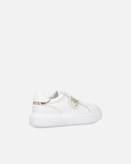 Pinko White High-Soled Flatform Sneakers With Metal Logo