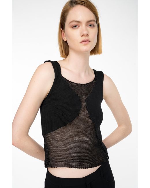 Pinko Black Mesh Top With Transparent Patch