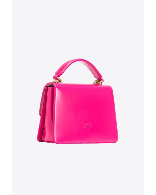 Mini Love Bag One Top Handle Light in pelle lucida di Pinko in Pink