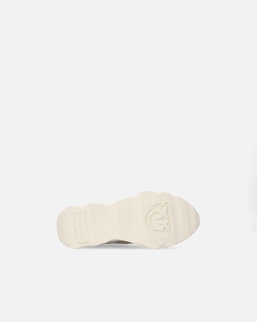 Pinko White Mesh And Suede Sneakers With Love Birds Logo