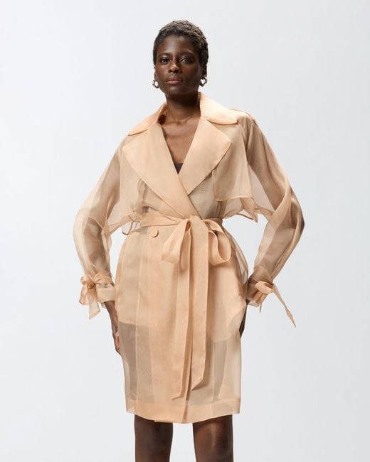 Pinko Natural Silk Organza Trench Coat