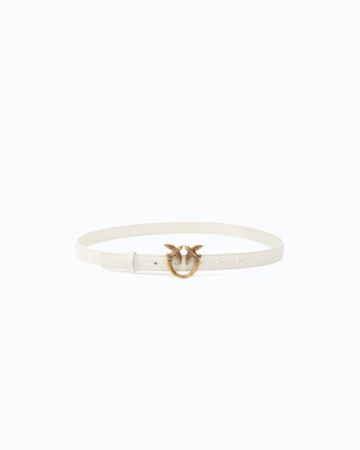 Pinko White Love Berry H2 Belt.Low Calf Ss26