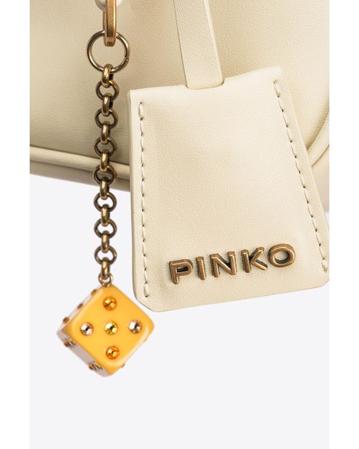 Pinko Natural Mini Bowling Bag In Leather