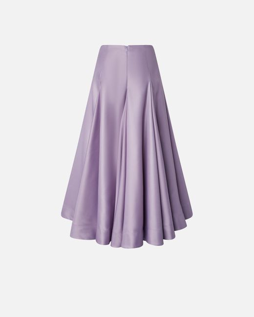 Pinko Purple Elegant Pleated Skirt In Glossy Duchesse