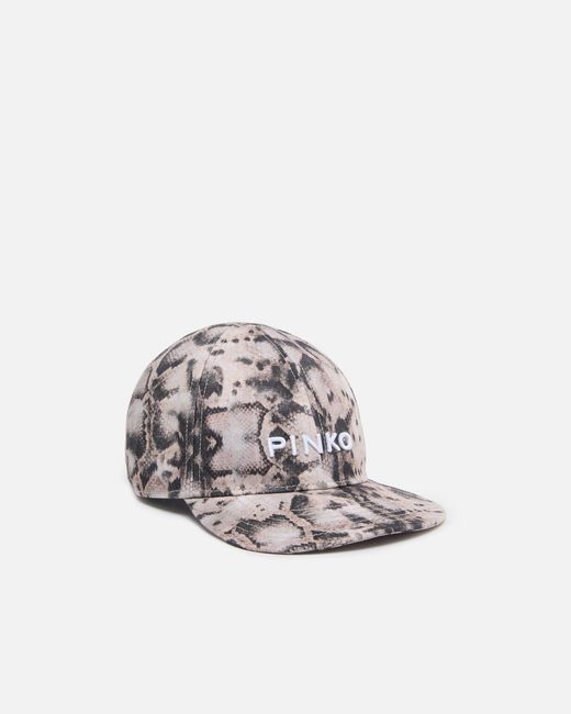 Pinko White Cap With Peak And Snake Print
