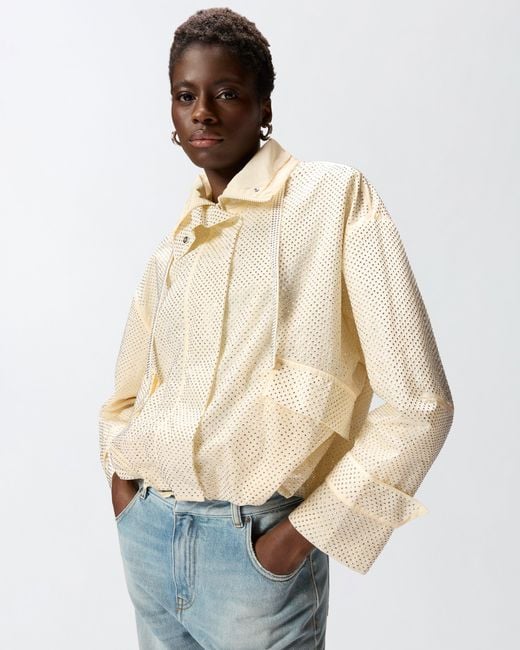Pinko Natural Blouson Jacket With All-Over Micro Studs