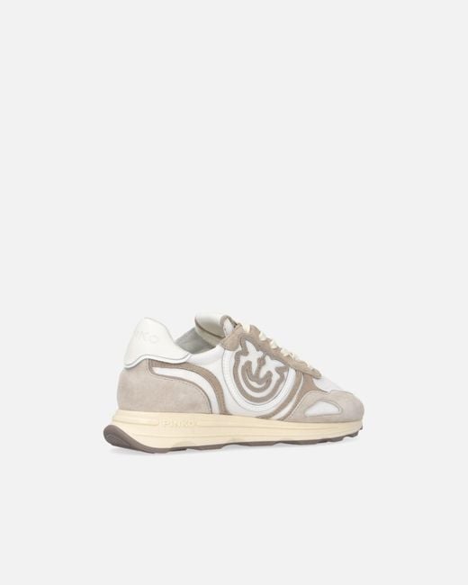 Pinko White Suede Sneakers With Logo