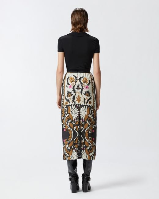 Pinko Multicolor Long Floral-print Skirt With Slit