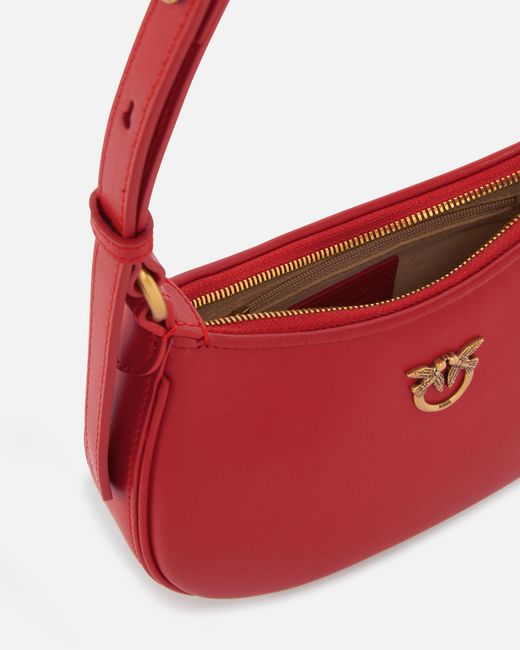 Pinko Red Half Moon Baby Leather Shoulder Bag