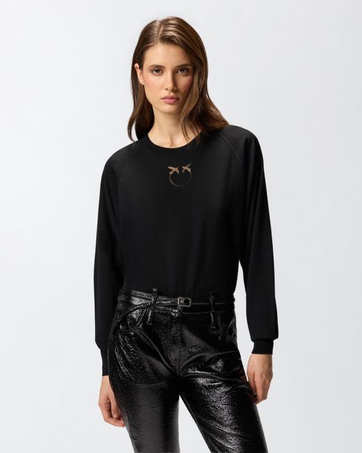 Pinko Black Sweater With Love Birds Logo