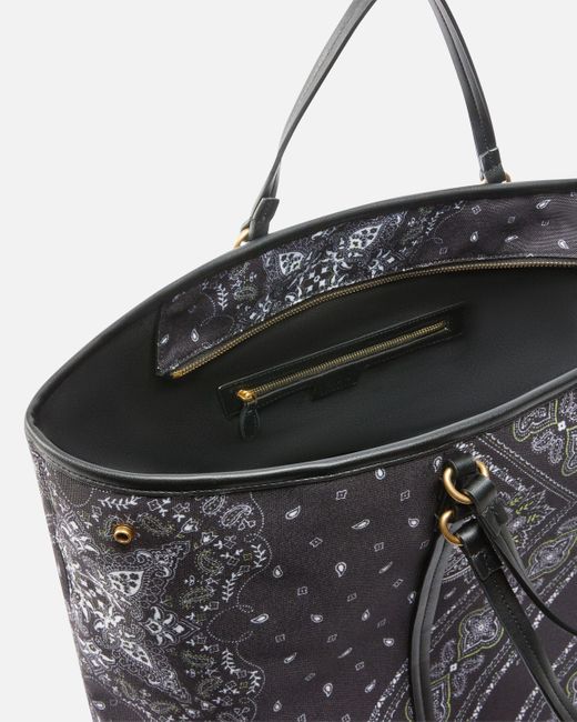 Pinko Black Maxi Shopper With Two Handles And Bandana Print