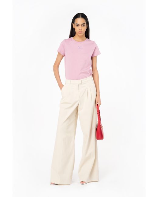 Pinko Natural Wide-leg Cavalry Fabric Trousers