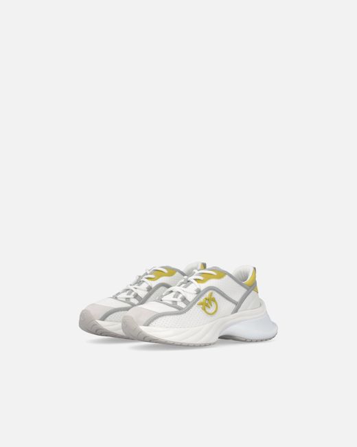 Pinko White Ariel Perforated Sneakers With Bird Logo