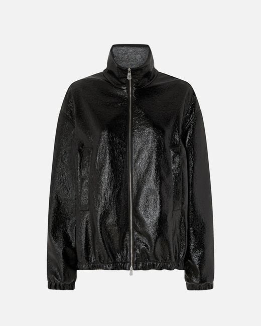 Pinko Black Oversized Patent-effect Bomber Jacket
